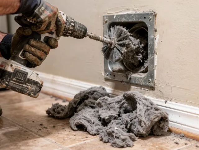 Certified Brooklyn Dryer Vent Cleaning technician performing dryer vent cleaning in Brooklyn